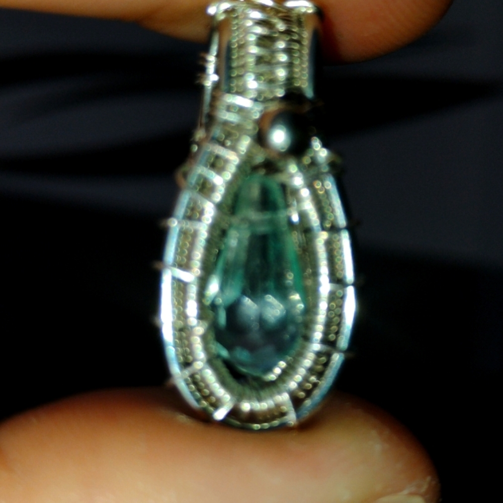 Elegant Wire Wrapped Blue Pendant